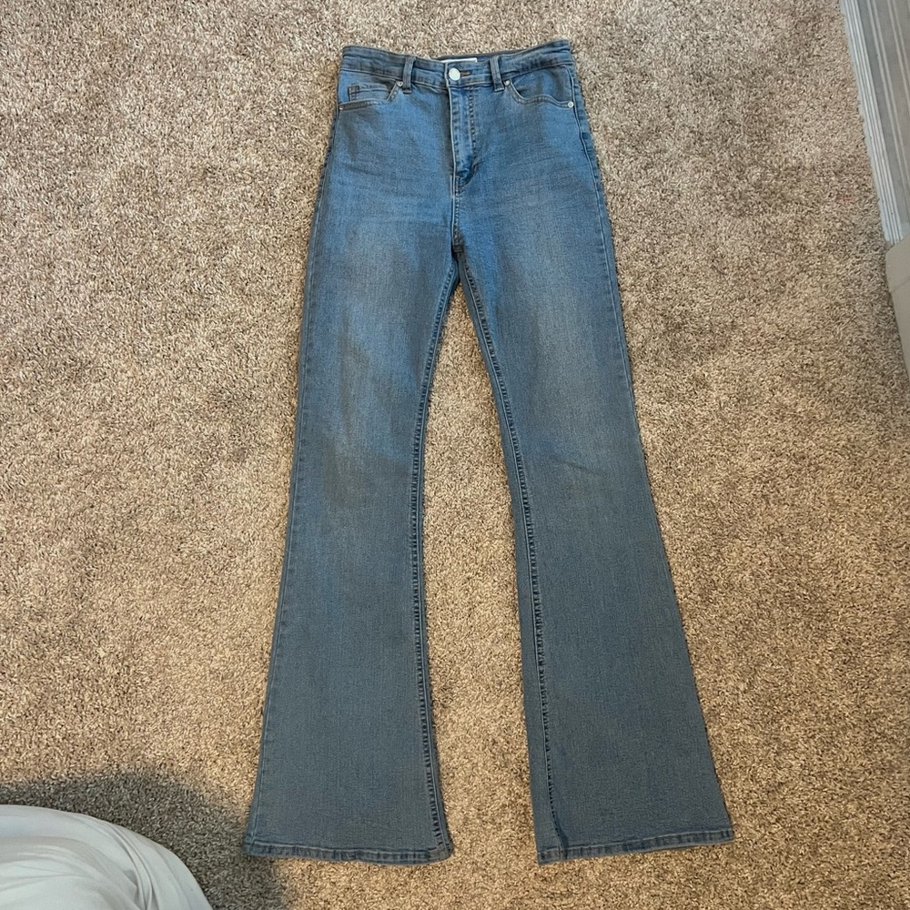 Bershka Blue Flare High Waisted Jeans